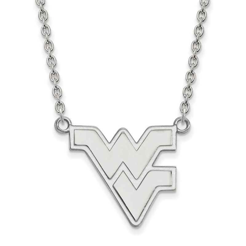 Sterling Silver West Virginia U Large 'Wv' Pendant Necklace